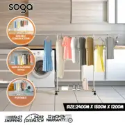 SOGA 240cm Stainless Steel Floor-Standing Clothes Rack Durable and Space-Saving