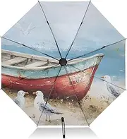[PDZRMY] Boat Seagull UV Protection Travel Umbrella Compact for Rain and Sun - Auto Open and Close UPF 50+ Windproof Portable 46” Sun Umbrella for Women and Men