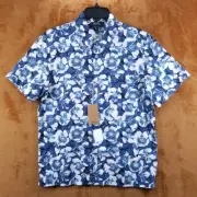 A.P.C. Shirt Mens Small Blue Floral Button Up Short Sleeve JOSEPH Hibiscus