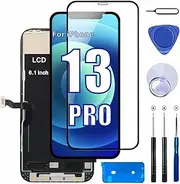 Passion TR for iPhone 13 Pro LCD Screen Replacement Kit, 6.1’’ 3D Touch Display Digitizer Replacement Screen COF Full HD Assembly Stainless Steel Repair Kits + Waterproof+Screen Protector(Incell)