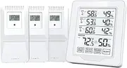 Digital Thermometer and Hygrometer Indoor Humidity with 3 Sensor Screen Display White Backlit Large Screen Recorder