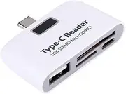 Micro SD Card Reader Adapter USB 3.1 Type C USB-C for MacBook PC Mobile OTG #White (4 in 1)