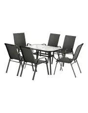 [Gardeon] Outdoor Dining Set Table And Chairs 7 Pieces in Black