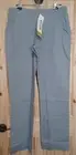 Ethos Womens L Pants Organic Cotton Gray Perle Buttons Side Zipper Pockets NWT