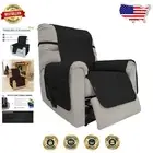 Non-Slip Black Faux Suede Recliner Chair Cover - Machine Washable Protection