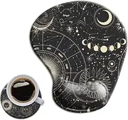 HOPONY Ergonomic Mouse Pad with Wrist Support Gel Mouse Pad with Wrist Rest, Comfortable Computer Mouse Pad for Laptop, Pain Relief Mousepad with Non-Slip Rubber Base, 9 x 10 in,Moon and Stars, Large
