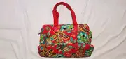NWT Vera Bradley Triple Compartment Travel Bag RUMBA Red Floral