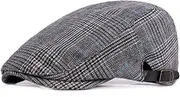 [ZLS APPAREL] ZLSLZ Mens Adjustable Plaid Ivy Newsboy Cabbie Gatsby Golf Beret Flat Hat Cap