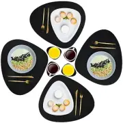Placemats Set of 4 Coasters and 4 Faux Leather Place mats, Heat Leather-black
