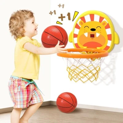Indoor Basketball Hoop for Kids, Lion Basketball Hoop with Scoreboard, Heigh...
