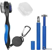 Golf Clean Tool Set, Retractable Cleaning Spike Golf Brush and 2 Golf Club Groove Sharpener for U & V-Grooves, Suitable for Cleaning All Types of Golf Clubs