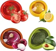 4 PCS Silicone Fruit and Vegetable Storage Containers Set for Fridge, Reusable Avocado Saver, Onion Storage, Prevents Oxidation, Suitable for Garlic, Onions, Lemons and Potatoes