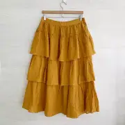 NWT Universal Thread - Golden yellow tiered ruffle pull on cotton skirt, L