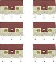 ECSiNG 6pcs Mouse Micro Switches Brown Shell White Dot 10 Million Clicks