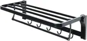 SUS304 Stainless Steel Towel Rack Bathroom Folding Shelf with Swing Towel Bar and Hooks Heavy Duty Wall Mount Towel Hanger Towel bar