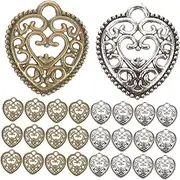 [TEHAUX] 100pcs Heart Charm Hollow Pendant Diy Jewelry Making Charms for Necklace Bracelet