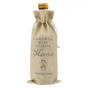 Wine Glass Pattern Wine Bags w/ Drawstrings for Christmas Home Storage Khaki Red