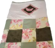 lap quilt machine quilted 50 X 60 Pinks & Greens. PolyCotton Fabric, Cotton Bat
