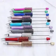 12Pcs Diamond Beaded Pen DIY Colorful Beadable Ballpoint Pens Student Stationery Pens for Writing S As Shown