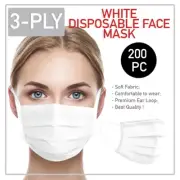 200 Pcs Disposable Face Mask 3-Ply Medical Surgical Dental Ear-Loop Mouth Cover