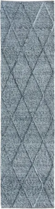 Diamond Dark Grey Wool Runner Rug