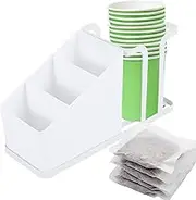 Cup and Condiment Organizer - Cup Dispenser Coffee Station Organizer | and Sturdy Countertop and Coffee Station Organizer for Plates
