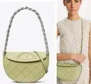 NEW WITH TAGS!!! AUTHENTIC Tory Burch Olive Fleming Crescent Shoulder Bag