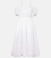 [Noir Kei Ninomiya] Noir Kei Ninomiya Off-shoulder cotton poplin midi dress AU 14 white