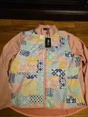 RLX Ralph Lauren Golf Women Medinah Performance Jacket Pink Patchwork Sz XXL