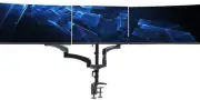 Triple Pneumatic Monitor Mount for 3 Screens up to 32 inches, Fully Adjustabl...