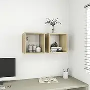 Wall Cabinets 2 pcs White and Sonoma Oak 37x37x37 cm Engineered Wood Home Organisation