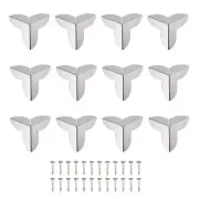 12Pack 22x22x23mm Metal Box Corner Protectors Edge Guard Iron Silver Tone