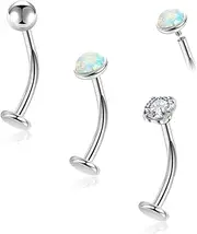 RitachF136 Titanium Belly Button Ring, 14G Cubic Zirconia Navel Jewelry, 10/12MM Internally Threaded Long Bar Navel Barbell Stud Flat Back Belly Piercing