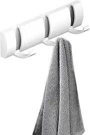 Coat Rack Wall Mounted with Retractable Hooks, Heavy Duty Aluminum Coat Hook Towel Rack Coat Hanger for Coat Hat Towel Purse Robes Keys (White, 3 Hooks)
