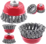 2Pcs Wire Cup Brush Set, 3 Inch Wire Wheel Brush Cup Brush for Grinders, Twisted