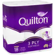 Quilton 3ply White Toilet Tissue 18pk