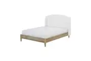 Aetiusa Winged Fabric Hardwood Bed Frame - Snow White - Queen