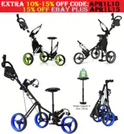 Foldable 3 Wheel Push Pull Golf Club Cart Trolley Buggy Golf Umbrella Holder