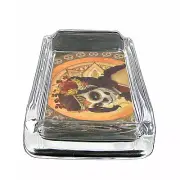 Sugar Skull Glass Ashtray D7 4"x3" Day of the Dead Skeletons Folk Art
