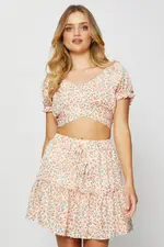 Print Mini Skater Skirt - Size 14, Women's Short Skater