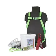 PeakWorks V8257272 OSHA Compliant, Fall Protection Roofer's Kit, White/Green