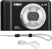 Nutriess 48MP Digital Camera 2.7K 8X Zoom 2.4 Inch i p s Screen Autofocus Portable for Kids Students Roseate (Black)