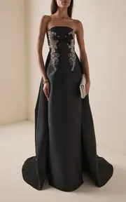 [Zuhair Murad] Strapless Embroidered Mikado Dress