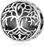 [DUUDAH] Women's Jewellery 925 Sterling Silver Pendant Beads,S925 Sterling Silver Tree of Life Pendant Round Bangle Making DIY Women's Jewelry
