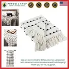 Woven Cotton Throw Blanket 50x60 Off-White Modern Polka Dots Cozy Decor