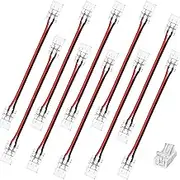 Clearhill 8mm 2Pin 10Pcs COB LED Strip Connectors,Double-Ended Strip to Wire Solderless with 10cm Wire Connector,for 8mm Single Color COB LED Strips