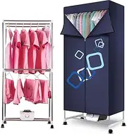 2-Tier Portable Heated Clothes Dryer 1000W Clothes Drying Rack Maximum Load 15kg Electric Laundry Clothes Dryer Airer For Home Household Cloth Drying Baby Clothes Sterilizing