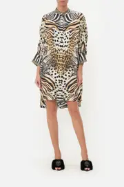 SHOULDER TUCK SHIRT DRESS FOR THE LOVE OF LEO
