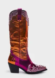 [AZALEA WANG] Pink Knox Metallic Cowboy Boots
