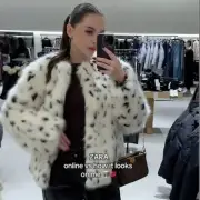 Zara women ANIMAL Leopard PRINT FAUX FUR SHORT Jacket COAT Black White XS NWT